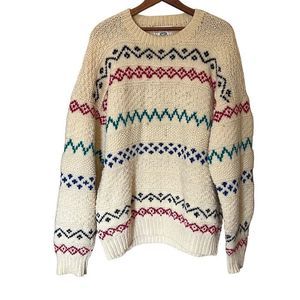 John Ashford Sport 100% Wool Hand Knit Sweater